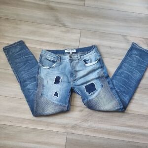Men's Blue Distressed Jeans